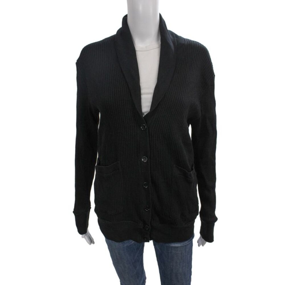 Stateside Unisex Cardigan Black Cotton Button Long Sleeve Size M